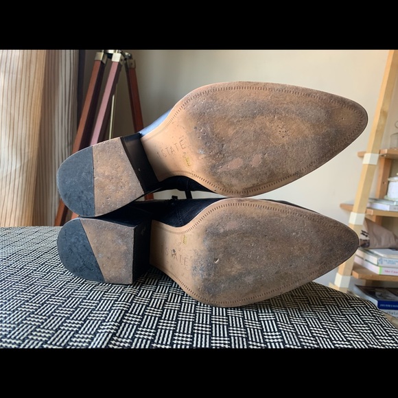 Studded Heel Black Leather Ankle Boots - Picture 11 of 12